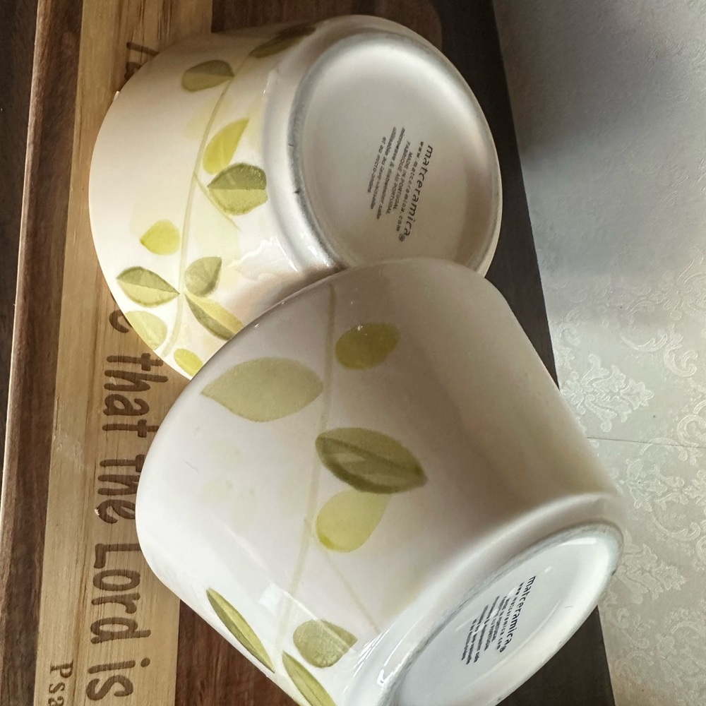 Matceramica Portugal "Flora" Collection Deep‎ Bowls - White & Green Botanical